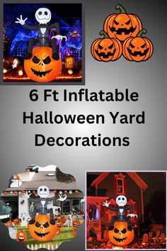 halloween yard decorations with pumpkins and jack o lanterns