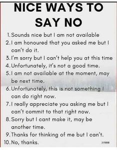 a sign that says nice ways to say no