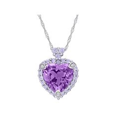 Featuring a heart-cut amethyst center stone beautifully complemented by tanzanite and diamond accents, this Stella Grace pendant captivates from every angle. Featuring a heart-cut amethyst center stone beautifully complemented by tanzanite and diamond accents, this Stella Grace pendant captivates from every angle.Click on this JEWELRY & WATCHES GUIDE to learn about fit, styles, materials and more! Metal: 10k white gold Chain length: 17 in. Plating: rhodium Packaging: boxed Finish: polished Penda Heart Cut Tanzanite Jewelry For Anniversary, Formal Amethyst Jewelry For Valentine's Day, Heart Cut Amethyst Birthstone Jewelry, Heart Cut Amethyst Jewelry With Center Stone, Amethyst Heart Cut Necklace For Anniversary, Heart Cut Amethyst Necklace For Anniversary, Heart Cut Amethyst Necklaces For Anniversary, Purple Heart Necklace For Anniversary, Formal Heart Cut Amethyst Jewelry