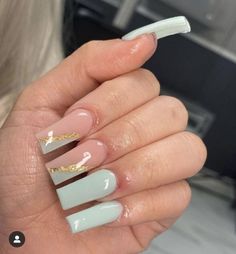 Green Beige Nails, Square Acrylic Nails Brown, Beige Nails Acrylic, Acrylic Nails Brown, Nails Coffin Short, Mint Nails, Brown Acrylic Nails, Green Acrylic Nails, Nails Brown