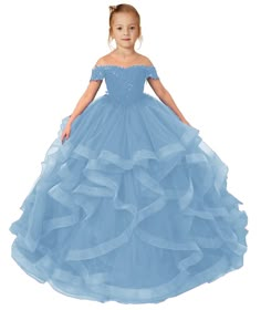 PRICES MAY VARY. If you want to make the dress as fluffy as the picture, please prepare a prom petticoat by yourself, thank you. Features: princess long flower girl dress lace appliquess tulle ball gown kid's gowns child pageant dress,sleeveless communion dance maxi gown,empire wastline. Occasions: You can wear the flower girls dress at girl's wedding flower girl dress,first communion dress,pageant dress,birthday,Easter dress,Halloween dress up,Christmas dress,photography prop etc. About Size: S Ball Gowns For Kids, Gowns For Kids, Kids Pageant Dresses, Long Flower Girl Dresses, Tulle Flower Girl, Girls Pageant Dresses, Wedding Flower Girl Dresses, Kids Gown, Tiered Skirts