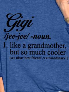 Women Gigi Grandmother Cooler Text Letters Casual Loose Sweatshirts Long Sleeve Tops With Letter Print For Mother's Day, Blue Long Sleeve Top With Name Print, Text Letters, Cheap Clothing, Women Hoodies, Women Hoodies Sweatshirts, Cheap Clothes, Season Colors, Neck Pattern