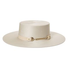 100% wool felt bolero hat with a leather and metal band. Brim measures 3.825 inches and hat comes in a classic round Bijou Van Ness hat box. Elegant Cream Luxury Fedora, Luxury White Felt Hat For Country Events, Bolero Hat, Types Of Hats, Painted Hats, Nashville Outfits, Glam Outfit, Classic Hats, Fancy Hats