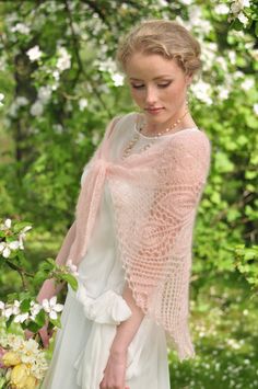 Knitted shawl / weddings / bridal wrap / by IvetaStasiulioniene Pink Bohemian Shawl For Wedding, Elegant Handmade Scarves For Weddings, Elegant Knitted Shawl Scarf, Elegant Hand Knitted Shawl Scarf, Elegant Hand-knitted Shawl Scarf, Elegant Hand Knitted Alpaca Shawl, Hand Knitted Alpaca Shawl, Elegant Handmade Mohair Shawl, Handmade Elegant Mohair Shawl