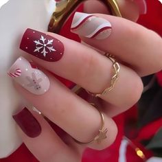 PRICES MAY VARY. 🎅【Christmas Nail Art】：1 Box 24 Pcs medium length acrylic fake nails, with 24 pieces of jelly glue, 1 piece of alcohol cotton, 1 mini nail file, 1 wooden stick.there are different 12 sizes of false nails, which are suitable for fingernails of various sizes. 🎅【High-Quality Material】：Square press on nails is made of high-quality ABS environmental friendly acrylic material. It is non-toxic, odorless, durable and not easy to fade. It is harmless to your body and nails, and provides Manicure Tips, Her Nails, Stick On Nails, Christmas Nail Designs, Christmas Nail Art, Nail Arts