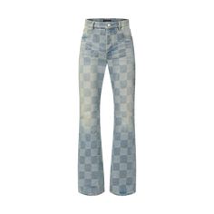 LOUIS VUITTON® - Damier Denim 3d Bootcut - Indigo Louis Vuitton 2024, Louis Vuitton Pants, Louis Vuitton Jeans, Louis Vuitton Official Website, Leather Denim, Louis Vuitton Official, Jeans Bootcut, Boot Cut Denim, Knitwear Tops