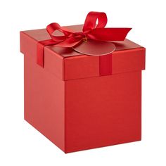 a red gift box with a bow on top