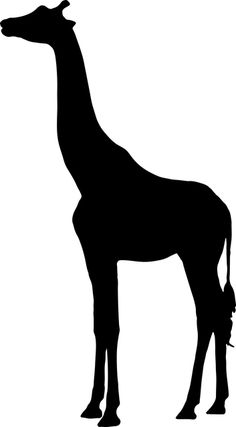 a black and white silhouette of a giraffe