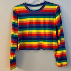 Silky Rainbow Stripe Long Sleeve Crop Tee * Pride Shirt * Plus Sizes * Shein Curve * Great With Pants, Shorts, Skirt, Or Under Overalls! 100% Polyester * All-Over Rainbow Stripe Pattern (Start And End) Varies By Size. Women’s Plus Sizes - Clingy - Not Loose. Size Up For Most Comfortable Fit. Nwt - New And Unworn. Mailed From A Smoke-Free & Pet-Free Home Office. Bundle Items To Save On Shipping! Rainbow Long Sleeve Shirt, Silly Clothes, Shorts Skirt, Stripe Long Sleeve, Rainbow Shirt, Group Costumes, Striped Long Sleeve Shirt, Suspender Dress, Shein Tops