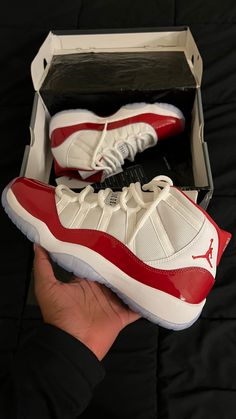 Trendy Shoes For Women Sneakers, Jordan Shoes Men, Women Nike Shoes, Jordan 11 Cherry, Shoes Air Max, Red Jordans