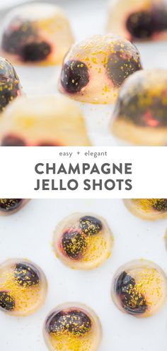 champagne jello shots with black and yellow sprinkles