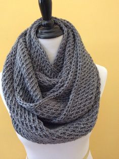 Grey Infinity Scarf Super Soft Cowl Scarf Double Loop Neck wrap Gorgeous Hood  Grey Knit Tube Chunky Dresses For Big Bust, Trendy Winter Fashion, Grey Gloves, Cable Knit Hat, Scarf Accessories, Grey Scarf, Cowl Scarf, Women Legs, African Dresses For Women