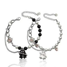 Material: Titanium Steel Color: Men's Ghost Bracelet, Women's Ghost Bracelet Fashion Element: -1 Style: Sweet and Cool Style Beaded Couple Bracelets, Ghost Accessories, Ghost Bracelet, Couple Accessories, Black Ghost, Couples Accessories, White Ghost, Bracelet Couple, Bracelet Fashion