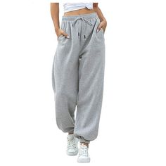 Women's Fashion Casual Solid Elastic Waist Trousers Long Straight Pants Features: 1.It is made of high quality materials,durable enought for your daily wearing 2.Stylish and fashion Floral make you more attractive 3.Great for party,Daily,Beach,I am sure you will like it! Product information: Season: Summer,Spring Gender: Women Occasion: Casual Material: Polyester Decoration: None Clothing Length: Regular Pattern Type:Solid Style: Fashion,Causal What you get: 1xWomen PantsSize Color: Gray.  Gender: female.  Age Group: adult. Womens Preppy Outfits, Workout Sweatpants, Sweatpants For Women, White Sweatpants, Pants Gift, Sweatpants With Pockets, Women Cargo Pants, Jogger Pants Casual, Yoga Pants With Pockets