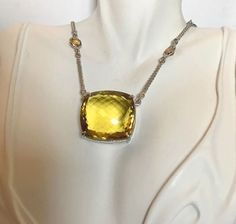 Yellow Citrine Necklace, Luxury Citrine Necklace With Polished Finish, Luxury Hallmarked Citrine Necklace, Faceted Silver Citrine Necklace, Yellow Citrine Pendant Necklaces, Multi Gemstone Necklace, Princess Necklace, Silver Choker Necklace, Basket Setting