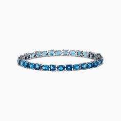 Ocean Bleu 14K White Gold London Blue Topaz Tennis Bracelet 19.20 TCW Topaz Bracelet, Blue Topaz Bracelet, Effy Jewelry, London Blue Topaz, London Blue, Tennis Bracelet, Blue Topaz, Topaz, Tennis