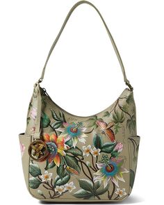 Spring Leather Hobo Bag With Zipper, Leather Hobo Bag With Zipper For Spring, Spring Leather Hobo Bag With Zipper Closure, Leather Bag With Zipper Pocket For Spring, Spring Leather Bag With Zipper Pocket, Back Bag, Hand Painted Leather, Hobo Style, Painting Leather