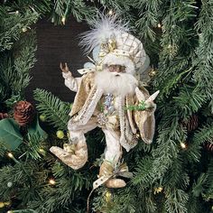 a christmas ornament hanging on a wreath