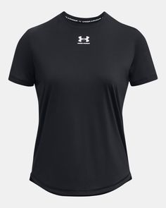 a women's undershirt in black with white lettering on the front and bottom