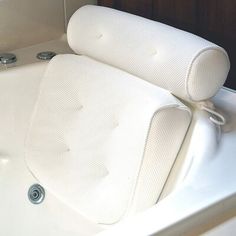 Our mesh bathtub pillow is comfortable and convenient. It can make you enjoy the pleasure of bathing. | Alwyn Home 3D Mesh Spa Bath Pillow Home Massage Relax Neck&Back Support For Bathtub Tub Plastic in White, Size 3.93 H x 14.5 W x 13.78 D in | Wayfair Bathroom Pillows, Bathtub Pillow, Spa Luxe, Jacuzzi Hot Tub, Bath Pillow, Spa Bathtub, Luxury Pillows, Bath Pillows, White Bath