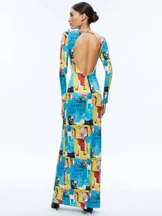 Designer Dresses, A-line Dresses, Slips & Gowns | Alice + Olivia Fitted Maxi Length Dress With Graphic Print, Fitted Multicolor Maxi Dress With Abstract Print, Multicolor Graphic Print Maxi Dress, Alice And Olivia Maxi Dress, Luxury V-neck Maxi Dress With Vibrant Print, A Line Dresses, Alice And Olivia, Multicolor Abstract Print V-neck Maxi Dress, Maxi Shirt Dress