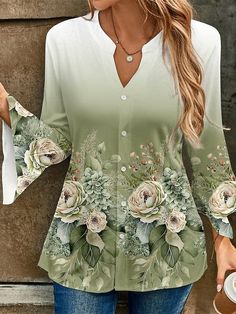 Floral Print V-Neck Women's Designer Shirt Blouse Non-stretch Summer Office Blouse, Non-stretch Summer Office Tops, V-neck Blouse For Office In Spring, Spring Office V-neck Blouse, Spring Feminine Non-stretch Blouse, Spring V-neck Tops For Office, V-neck Tops For Office In Spring, V-neck Tops For Office Use In Spring, V-neck Office Tops For Spring