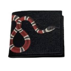 Absolutely Perfect Condition Coral Snake Print Black Leather. Not A Single Flaw In Unused Condition Bifold Wallet Men, Coral Snake, Fold Wallet, Gucci Black, Snake Print, Leather Men, Black Leather, Coral, Man Shop