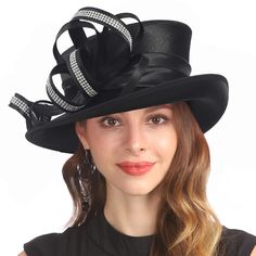 PRICES MAY VARY. This Derby hat are made from top quality satin ribbon fabrics. This Sunday church hat is a classic hat, decorated with ribbon band and rhinestone, short upturned brim, looks beautiful and elegant. Hat circumference: 57cm/22.5inches. (drawstring adjuster inside) This Church hat is a perfect choice for any occasion such as Church, Race, Cocktail, Tea Party, Wedding, Kentucky Derby Day, Travelling, Honeymoon and Anniversary etc. Prompt: You can make it looks perfect by STEAM IRONIN Evening Hat With Ribbon And Curved Brim, Kentucky Derby Party Hat With Satin Bow, Elegant Church Hat With Ribbon, Kentucky Derby Evening Hat With Satin Bow, Evening Hats With Ribbon For Royal Ascot, Evening Hat With Ribbon For Royal Ascot, Party Hats With Ribbon And Short Brim, Party Hat With Ribbon And Short Brim, Elegant Hat With Satin Bow For Party