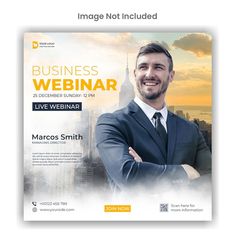 a business flyer with a man in a suit