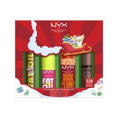 Fan-Fave Holiday Lip Gloss Gift Set | NYX Professional Makeup Baddie Christmas List, Brrr Basket, Pink Hair Streaks, Nyx Lip Gloss, Holiday Gift Basket, Cartoon Makeup, Holiday Lip, Birthday Things, Xmas Wishlist