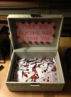 an open box with hearts on it and the words oh my god this is so cute