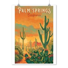 the saguaro national park poster is displayed on a white background with cactuses