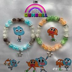 Gumball And Darwin Bracelets, Matching Character Bracelets, 3 Matching Bracelets, Character Themed Bracelets, Matching Pony Bead Bracelets, Bracelet Ideas Characters, Cartoon Bracelet Ideas, Braclets Ideas Beads Easy