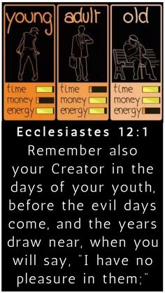 an image with the words ecclestates 12 1, remember also your creator in the days of your youth