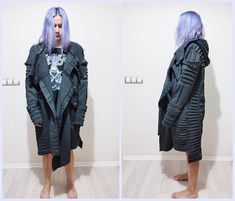 Post Apocalyptic Cyberpunk, Apocalyptic Cyberpunk, Waistcoat Sweater, Tech Wear, Quilted Sleeves, Concept Clothing, Man Quilt, Post Apocalyptic, Cardigan Coat