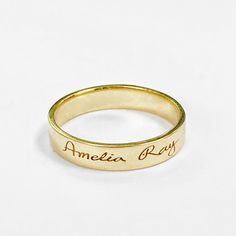 Engraved Thick Band Promise Ring, Adjustable Engraved Ring With Thick Band For Anniversary, Adjustable Thick Band Engraved Ring For Anniversary, Anniversary Bands With Engraving Option, Anniversary Band With Engraving Option, Fine Jewelry Engraved Ring With Thick Band For Anniversary, Engraving Option Round Band For Promise Ring, Gold Engraved Promise Band, Gold Stackable Rings With Engraving Option