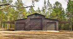 a garage in the middle of a forest