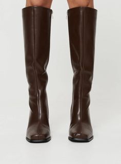 Renzo Knee High Boots Brown Knee High Boots Brown, Brown Knee High Boots, Boots Square Toe, Knee High Leather Boots, Swag Shoes, Casual Sport Shoes, Boots Brown, Boots Fall, Brown Leather Boots