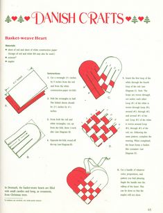 an instruction manual for danish crafts with instructions on how to make heart - shaped napkins