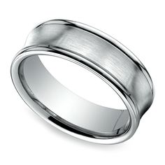 men's wedding band in white gold with satin finish and beveled edges