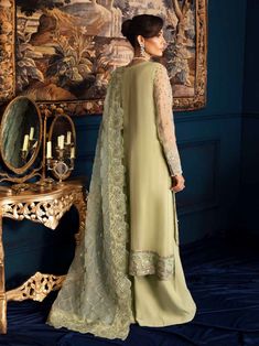 Brand: NUREHProduct Code: NEL-50Collection: Nureh Elanora Unstitched Luxury Chiffon CollectionFabric: Chiffon DESIGN DETAILS: Embroidered Chiffon Front With Hand Embellishment Plain Dyed Chiffon Back Embroidered Organza Front & Back Daman Borders Embroidered Organza Connector Patti Embroidered Organza Front Patti Embroidered Chiffon Sleeves Embroidered Organza Sleeves Patch Embroidered Organza Dupatta Embroidered Organza 4 Sides Dupatta Borders Plain Dyed Raw Silk Trouser Plain Dyed Inner DISCLAIMER:* Lining, Laces, and Tassels are not included in unstitched variants.* Embellishment items in stitched outfits are subject to market availability.* Product color may vary due to photographic lighting or your device settings. CARE INSTRUCTIONS: Extra Fabric Has Been Used For Shoot Original Color Organza Suit, Hand Embellishment, Organza Suits, Modest Girl, Chiffon Sleeves, Organza Sleeves, Chiffon Collection, Embroidered Chiffon, Embroidered Organza