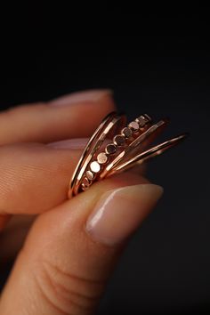 This stacking ring set is so textural and cute! Either wear them all at once or mix them in with your favorite rings for extra width and sparkle! Each ring is individually cut, soldered and polished for a beautiful hand-crafted, high-quality ring. This listing is for FIVE rings.This set is made out of 14K GOLD FILL, ROSE GOLD FILL or STERLING SILVER metal.- 1x Mini Bead Ring (has slightly hammered finish) - 2x Medium Thick Hammered Rings - 2x Medium Thick Smooth Rings This new version of the Bea Stacking Rings Gold, Five Rings, Stacking Ring Set, Hammered Rings, Bead Set, Gold Ring Stack, Rings Gold, Classic Mini, Beaded Rings