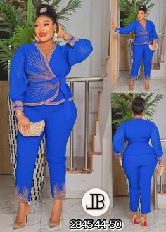 Cute ,pretty women's suit sets pre-order only items takes 10 business days to ship Two-piece V-neck Workwear Set, Two-piece V-neck Sets, Blue Two-piece Set For Workwear, Pretty Woman, Suits For Women, Pre Order, Royal Blue, Black And Red, Black And White