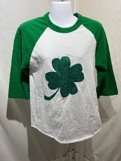 "Irish 4 Leaf Clover T-shirt, Excellent condition, No flaws, Looks to be vintage, No tags, size 16 1/2\" pit to pit, 24\" long, 19\" arm" 4 Leaf Clover, 4 Leaves, Leaf Clover, Clover Leaf, Size 16, Gender Neutral, Graphic Tees, Bathing Beauties, Adult Outfits