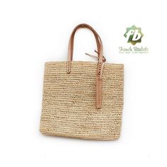 "🧺 Medium Tote bag made of Raffia Natural Yarn straw Natural color 🧺 Our Baskets are classic French Market Basket. The perfect choice for shopping trips, picnics, days at the beach. Not only, they're eco-friendly, they look great in the home for storing toys or magazines. Handwoven by women in Morocco using palm leaf, and crafted in our workshop, they are both sturdy and flexible. With short leather handles for comfortable carrying. APPROX SIZE : ⚬ SIZE Basket: H26cm x L27cm / H10 in x L10,5 i Rectangular Woven Leather Straw Bag For Travel, Casual Crochet Woven Leather Bag, Casual Straw Bag With Woven Leather, Beige Straw Travel Bag, Casual Crochet Bag With Woven Leather In Natural Color, Beige Straw Travel Bag Made Of Natural Fiber, Casual Summer Woven Leather Straw Bag, Beige Natural Fiber Straw Bag For Travel, Travel Crochet Bag With Handwoven Palm Leaf