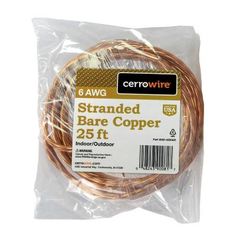 copper colored stranded bare copper wire, 25 ft spools / roll by cerowire