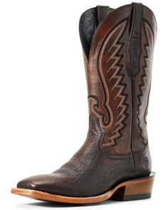 Ariat Men's Station Cherry Western Boots - Wide Square Toe, Brown Western Style Square Toe Boots For Western-themed Events, Western Brown Work Boots With Snip Toe, Brown Western Work Boots With Snip Toe, Western Brown Snip Toe Work Boots, Western Work Boots With Reinforced Heel, Rustic Square Toe Boots For Rodeo, Country Style Boots With Square Toe For Western-themed Events, Fitted Work Boots With Reinforced Toe For Western-themed Events, Fitted Work Boots With Reinforced Toe For Western Events