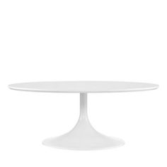 an oval white table on a white background