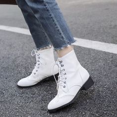 Heels:Approx 4cm Platform:Approx 2cm Upper Material:Pu Leather Outsole:Rubber If your foot is a little wide and fat, we suggest you choose 1 size larger, pls measure your foot length and choose a correct size. Thank you! Size Chart: Euro/CN 34 = foot length 21.5-22cm (Foot width=8-8.5cm) Euro/CN 35 = foot length 22-22.5cm (Foot width=8.5cm) Euro/CN 36 = foot length 22.5-23cm (Foot width=8.5-9cm Euro/CN 37 = foot length 23-23.5cm (Foot width=9cm) Euro/CN 38 = foot length 23.5-24m (Foot width=9-9. Mid Heel Boots, Lace Up Dress, Platform Ankle Boots, Martin Boots, Motorcycle Boots, Flat Boots, Heel Boots, Womens Boots Ankle, Mid Heel