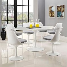 Modway Lippa 60 Oval Wood Top Dining Table - White Wood Top Dining Table, Table Console Extensible, Tulip Dining Table, Apartment Dining Room, Apartment Dining, Tulip Table, White Dining Table, Contemporary Modern Furniture, Mid Century Modern Dining